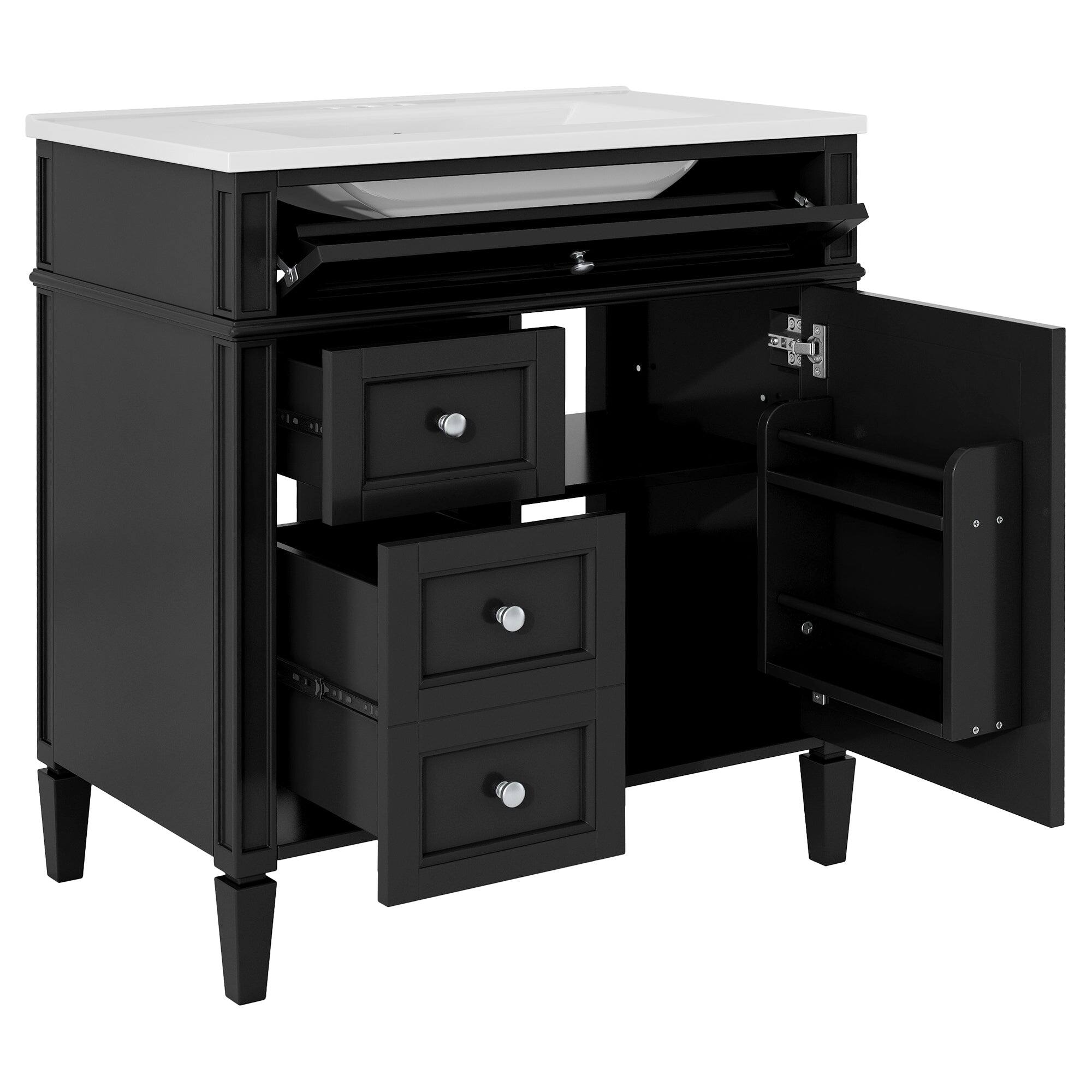 Alt View 10. Boyel Living - 30 Inch Bathroom Vanity with Sink Modern Storage Cabinet with 2 Drawers and Tip Out DrawerBlack - Black.