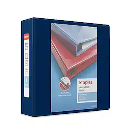 Staples - Heavy Duty 4" 3-Ring View Binder, D-Ring - Navy Blue