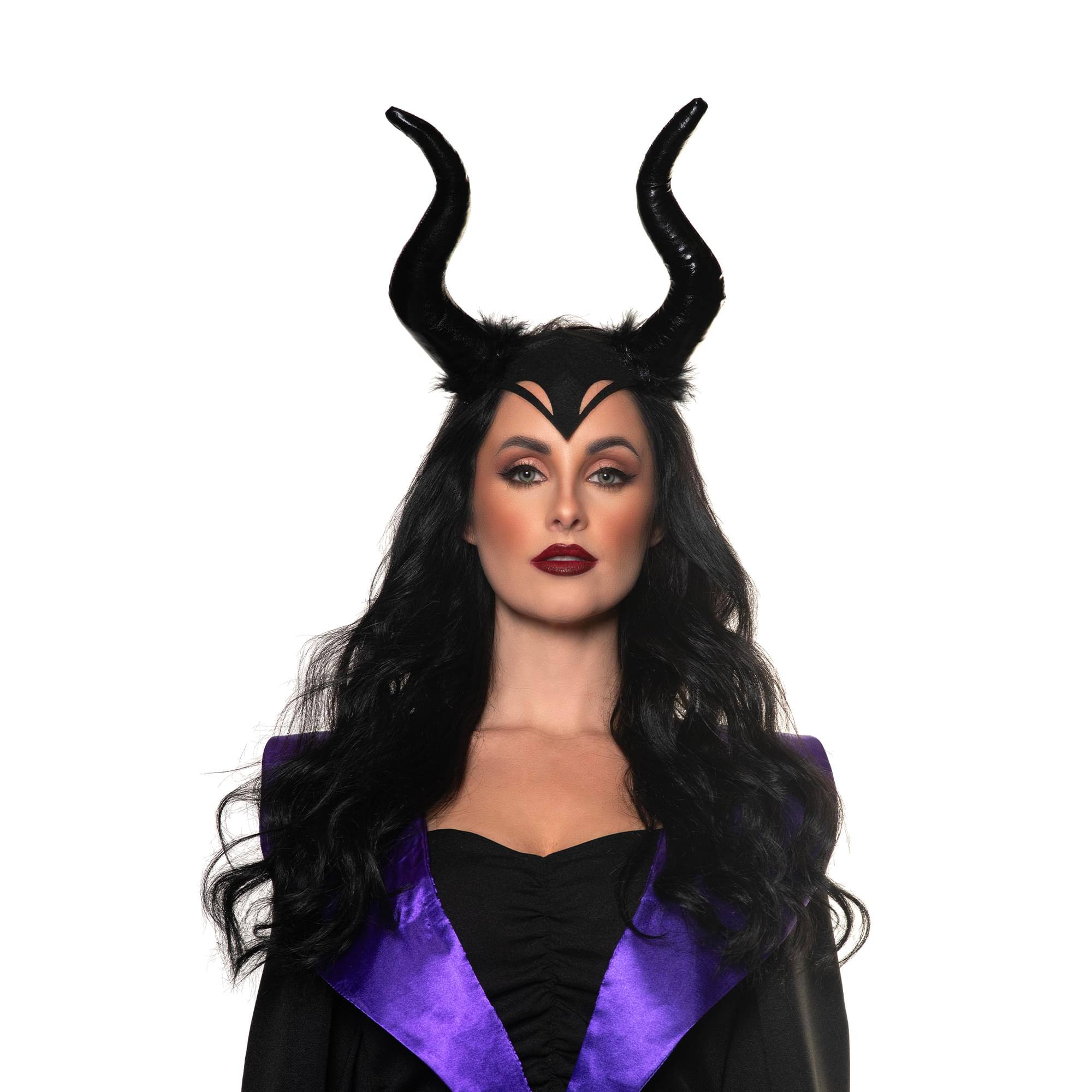 Alt View 1. Underwraps - Evil Queen Headband with Attached Horns Adult Costume Accessory - Black.