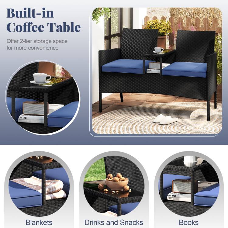 Built-in Coffee Table  
Offer 2-tier storage space for more convenience  

- Blankets  
- Drinks and Snacks  
- Books