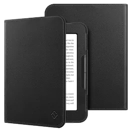 Stock Preferred - Case for Nook GlowLight 4 2021/GlowLight 4e 2022 Vegan Leather Folio Cover - Black