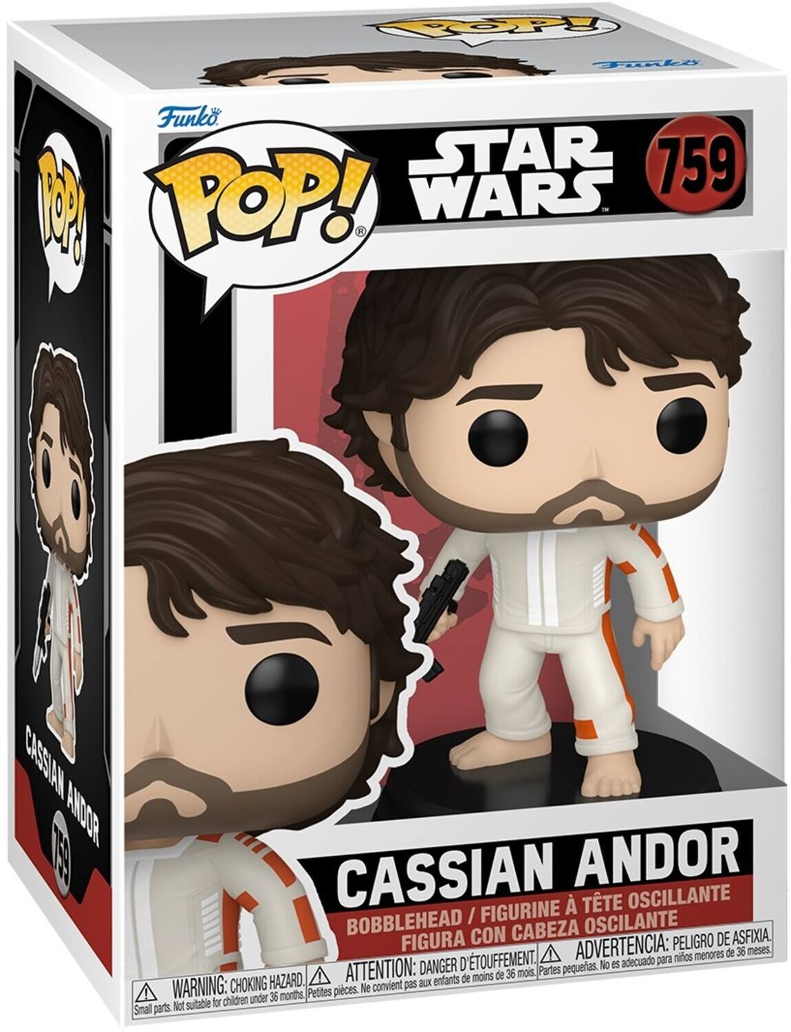 POP! STAR WARS 759 M CASSIAN ANDOR TTE OSCILLANTE BOBBLEHEAD / FIGURINE OSCILANTE FIGURA CON CABEZA PELIGRO DE ASFIXIA D'TOUFFEMENT. ADVERTENCIA: para ninos menores de 36 meses. DANGER pequeras. No es adecuado HAZARD. ATTENTION: aux enfants de moins de 36 mois. Partes WARNING: CHOKING Petites pieces. Ne convient pas for children under 36 months Small parts. Not sutable