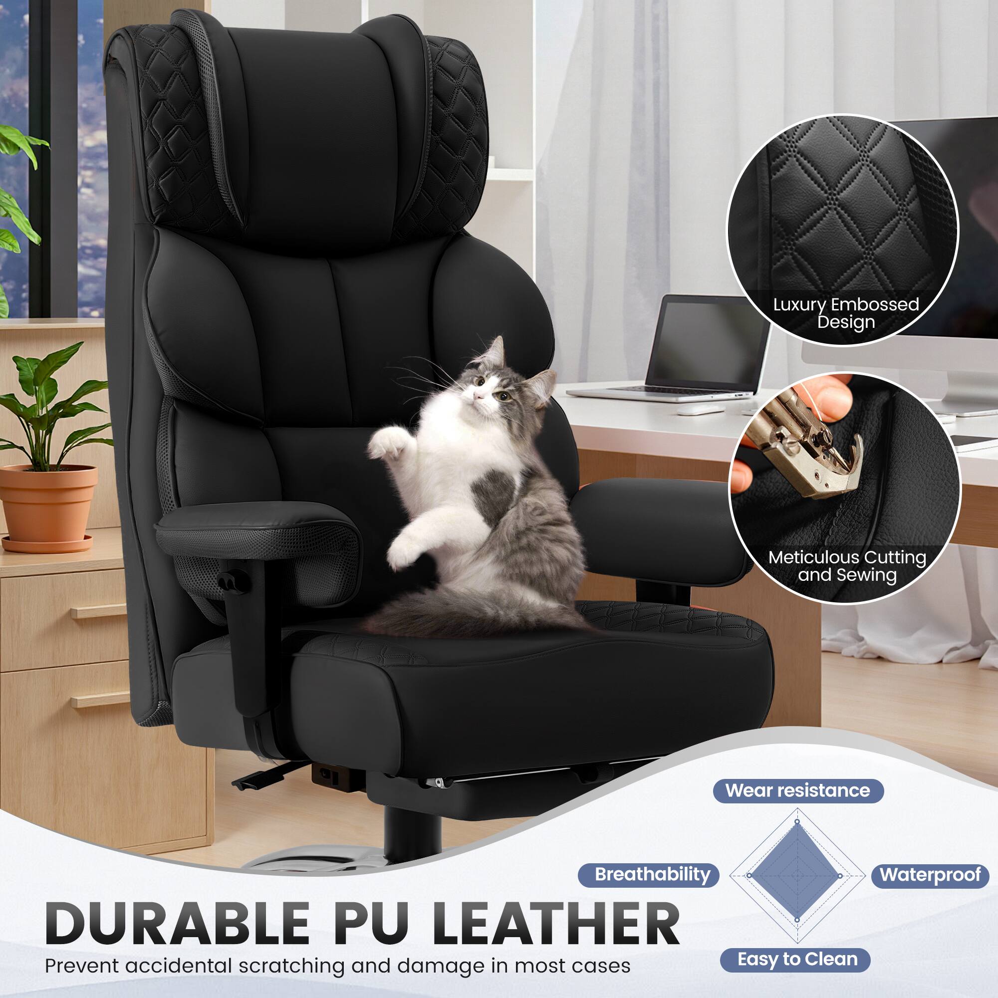 DURABLE PU LEATHER

Luxury Embossed Design

Meticulous Cutting and Sewing

Wear resistance

Breathability

Waterproof

Easy to Clean

Prevent accidental scratching and damage in most cases