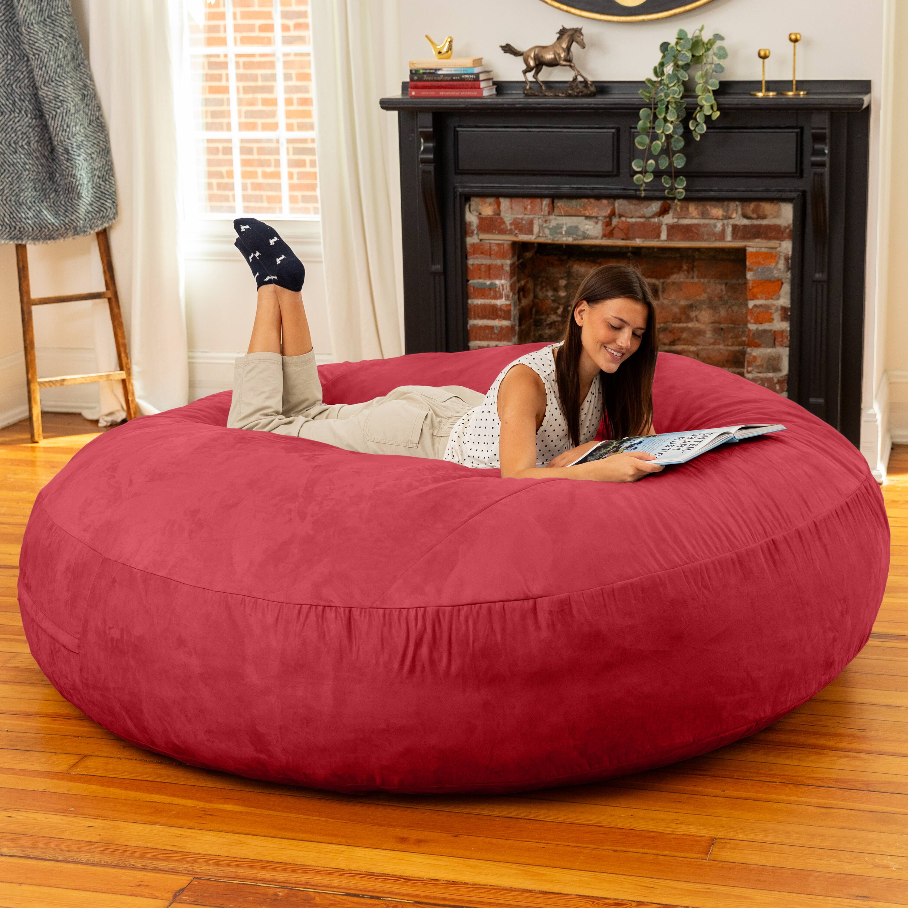 Alt View 3. Jaxx - Jaxx 6 Foot Cocoon - 2-in-1 Convertible Bean Bag Bed & Large Bean Bag Chair for Adults, Cinnabar - Cinnabar.