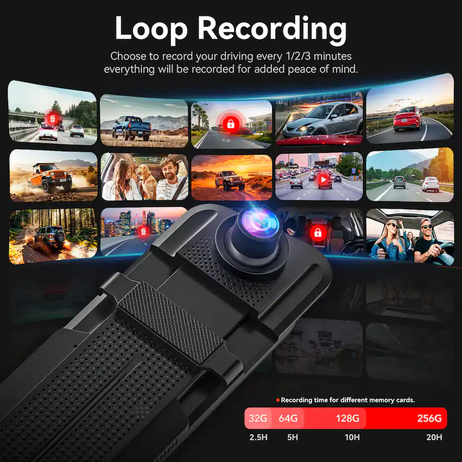 Vision Loop Usb WOLFBOX 4K Rearview Mirror Dash Cam, 4K +1080P, 10