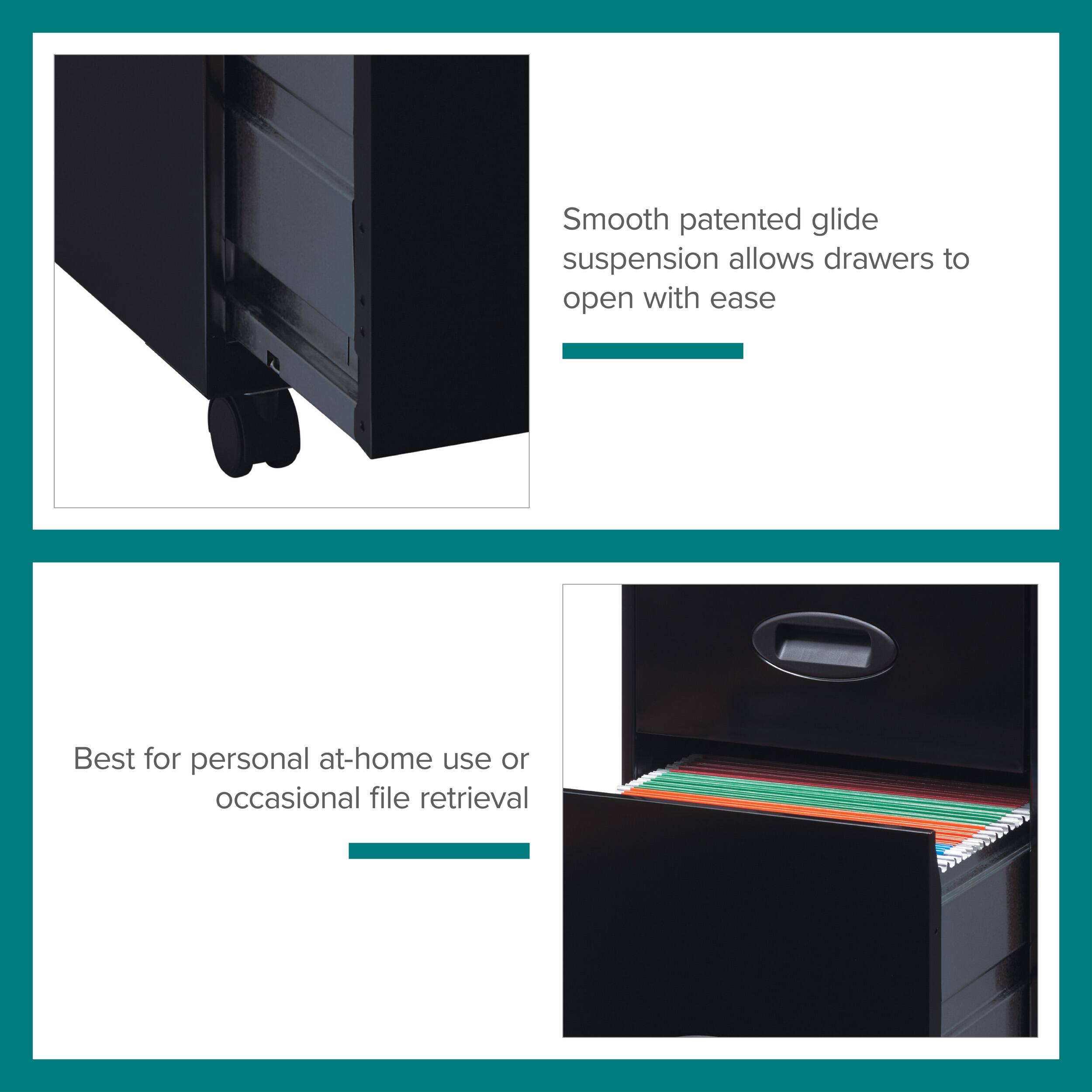 Smooth patented glide suspension allows drawers to open with ease

Best for personal at-home use or occasional file retrieval