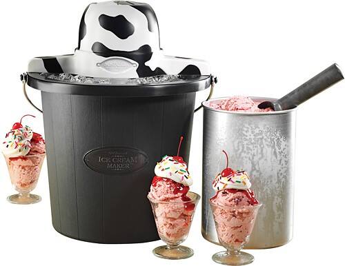 Front Standard. Nostalgia Electrics - 4-Quart Electric Ice Cream Maker - Blue.