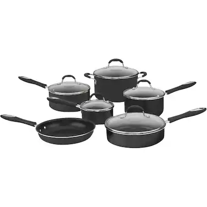 Angle. Cuisinart - Advantage 11-Piece Nonstick Cookware Set - Black.