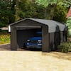 Front. Essen Blissed - 12x20FT Metal Carport Kits with Galvanized Steel Roof, Removable Sidewalls for Tractors, Boat,Car,Gray.