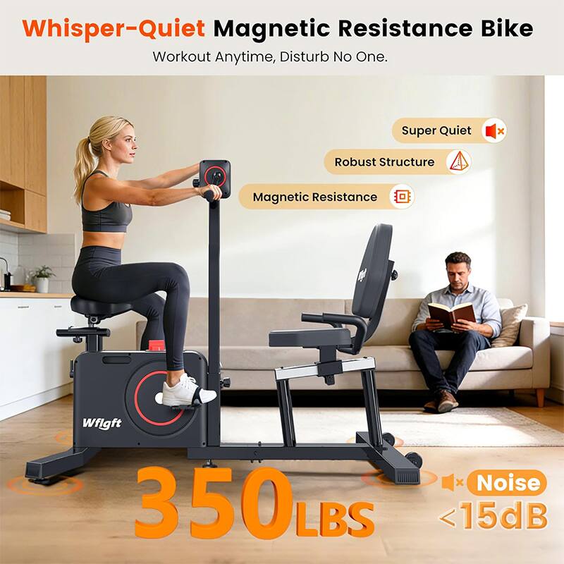 Whisper-Quiet Magnetic Resistance Bike  
Workout Anytime, Disturb No One.  

Super Quiet  
Robust Structure  
Magnetic Resistance  

350 LBS  
Noise <15dB