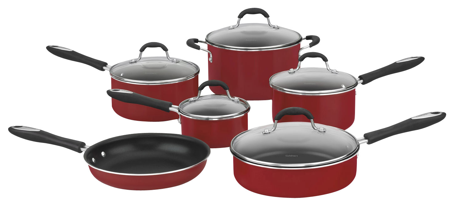 Angle View: Cuisinart - Advantage 11-Piece Cookware Set - Red