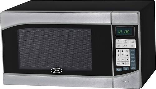 Oster - 0.9 Cu. Ft. Compact Microwave - Stainless steel-Front_Standard