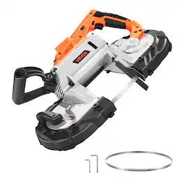 VEVOR - 20V Portable Band Saw, 5 Inches Deep Cut, 360W Bandsaw with Brushless Motor, Cordless and Compact Portaband, Hang Hooks - Orange;Silver
