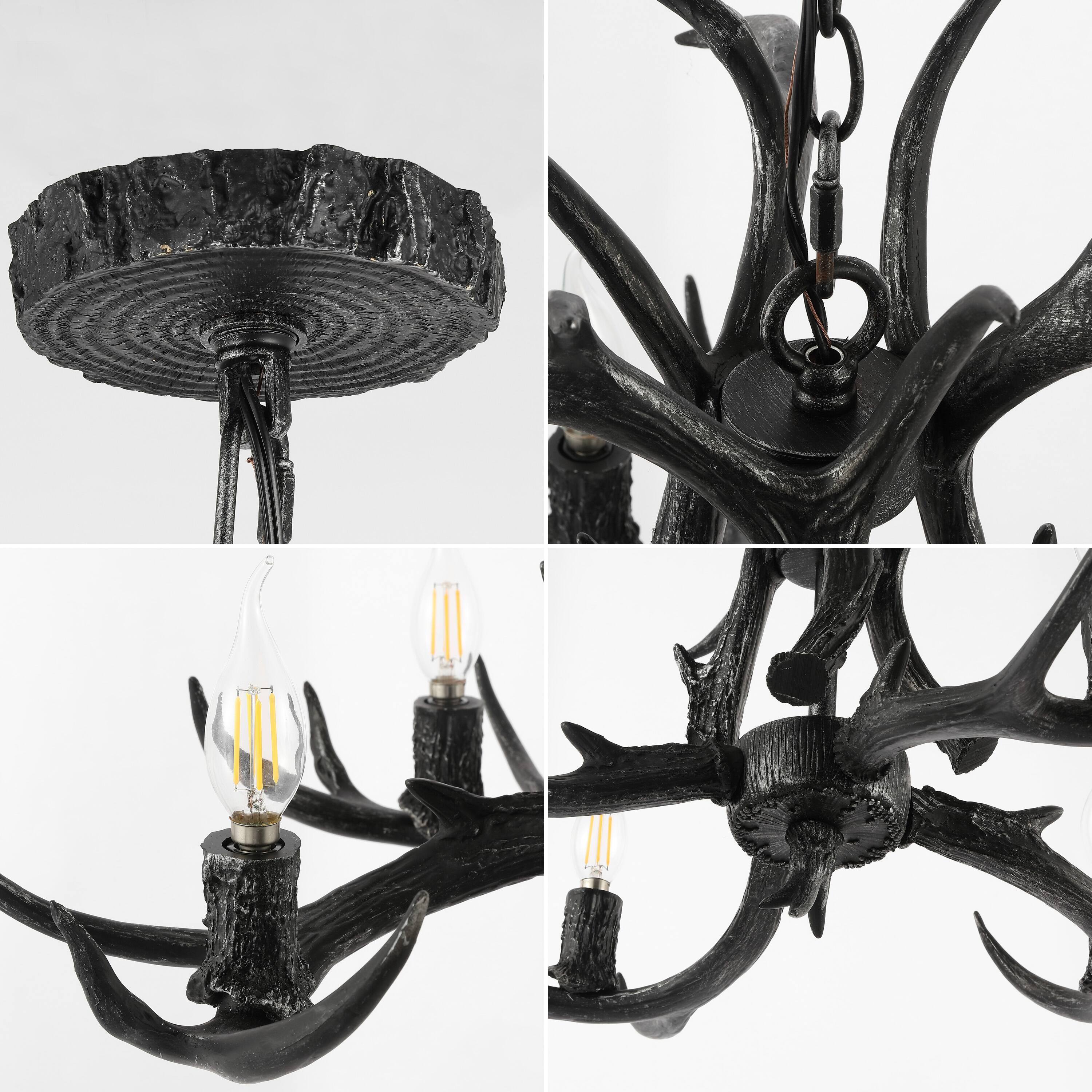 Jonathan Y Eldora 26" 4 Light Rustic Farmhouse Adjustable Resin Antler ...