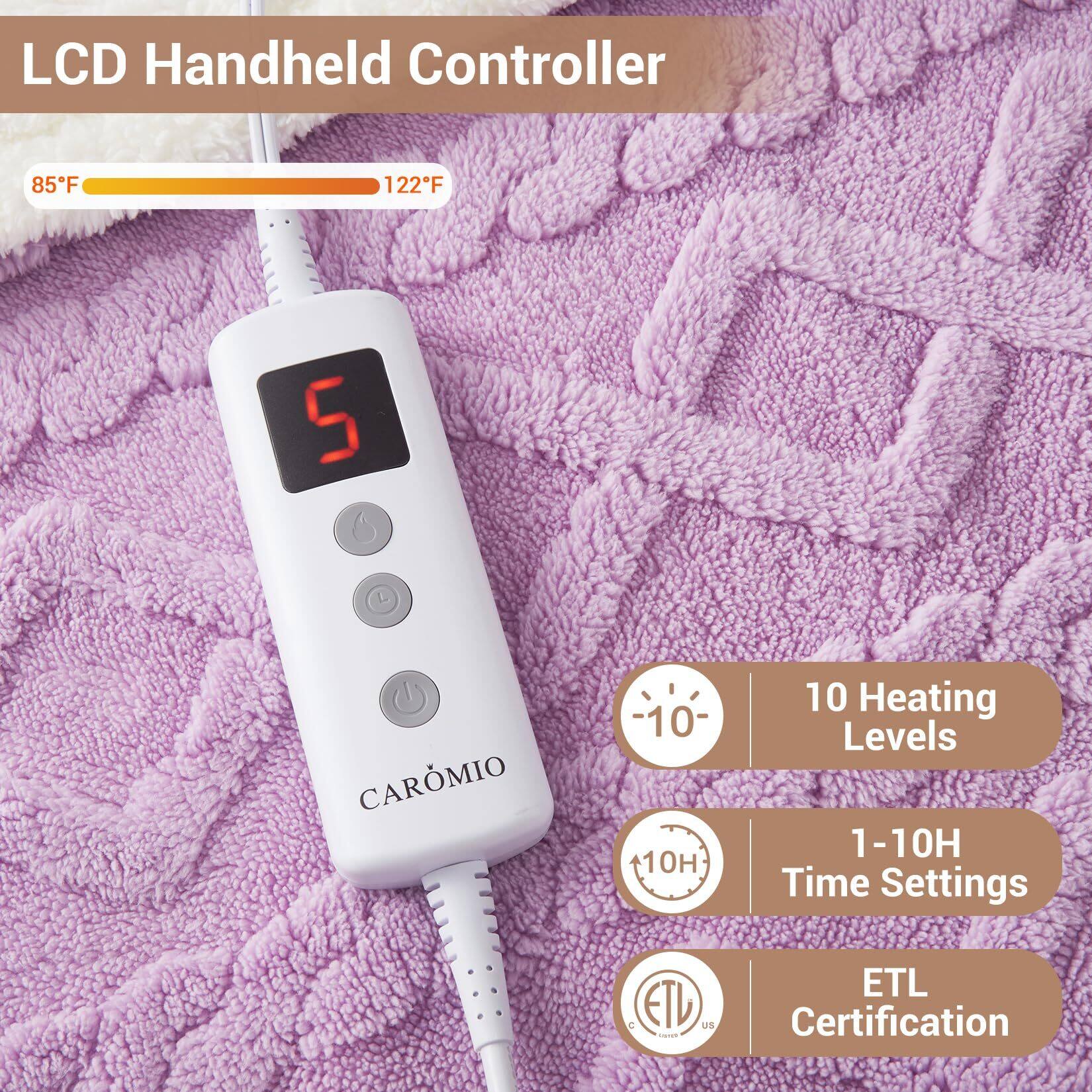 LCD Handheld Controller

85°F - 122°F

CAROMIO

10 Heating Levels

1-10H Time Settings

ETL Certification