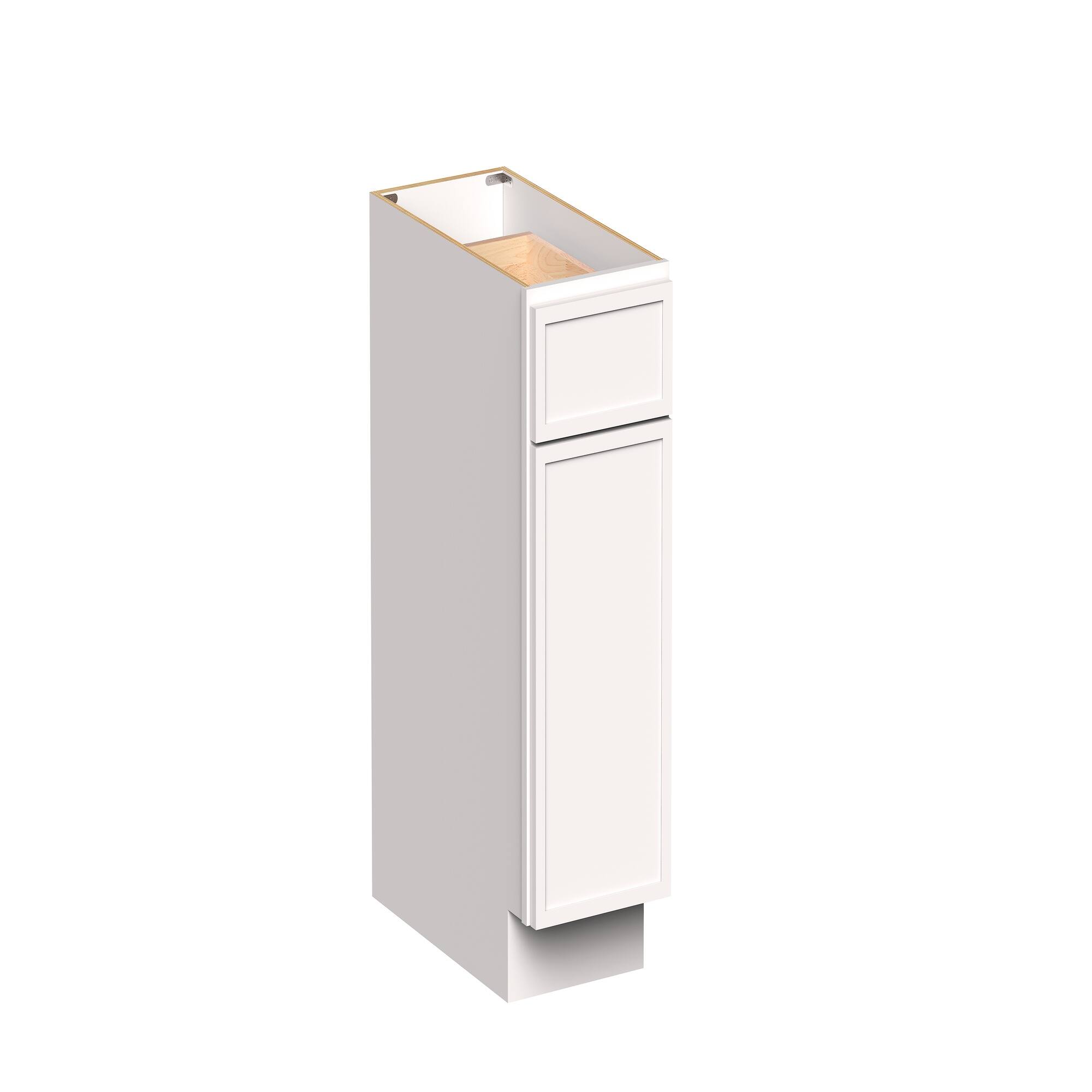 Angle. Boyel Living - 12-in W x 34.5-in H x 24-in D Slim Shaker RTA Kitchen Base Cabinet with Soft-Close - Snow White.