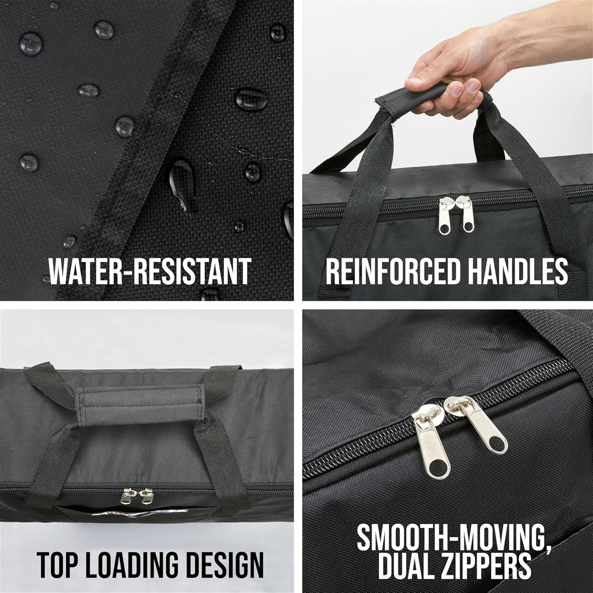 - WATER-RESISTANT
- REINFORCED HANDLES
- TOP LOADING DESIGN
- SMOOTH-MOVING, DUAL ZIPPERS
