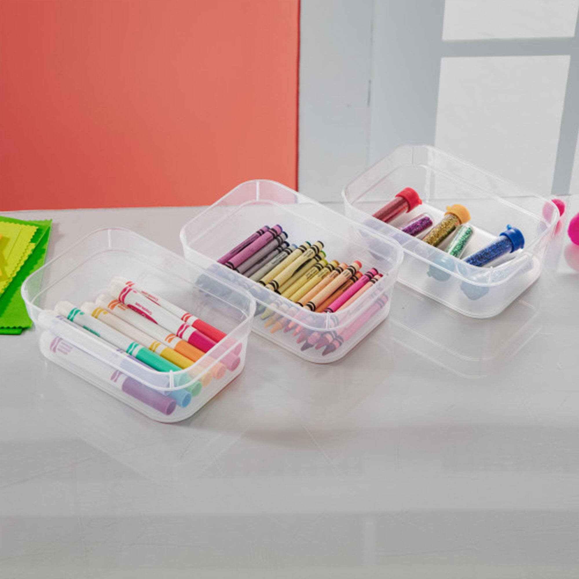 Alt View 6. Sterilite - Sterilite Medium Storage Trays for Desktop and Drawer Organizing, Clear, 48 Pack - Clear.