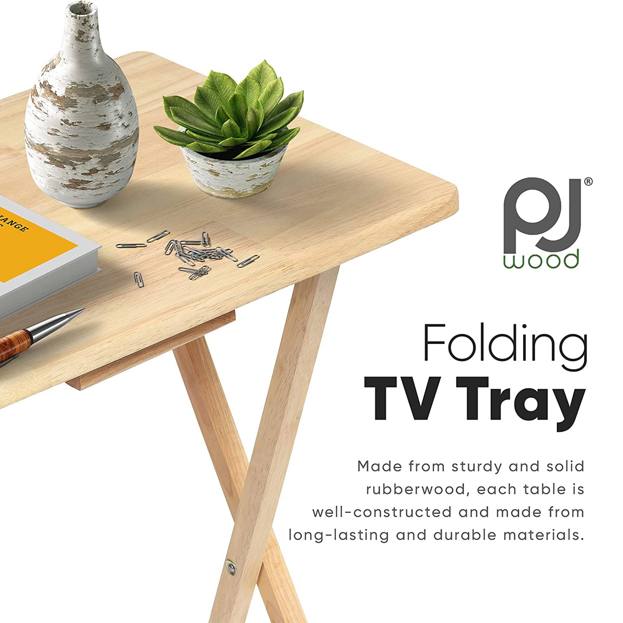 PJ Wood Folding TV Tray

Made from sturdy and solid rubberwood, each table is well-constructed and made from long-lasting and durable materials.