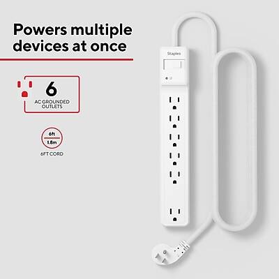 Powers multiple devices at once

- 6 AC GROUNDED OUTLETS
- 6ft / 1.8m CORD