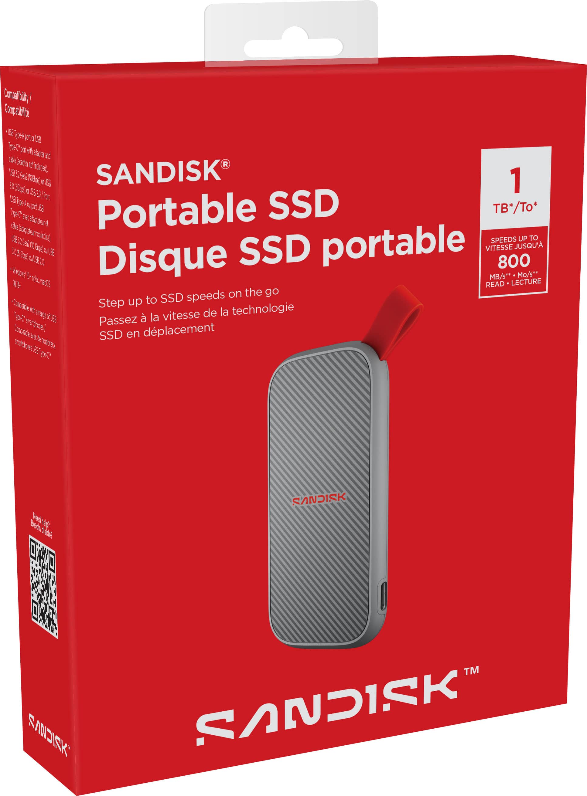 SanDisk 1TB External USB 3.2 Gen 2 Type C Portable SSD Grey