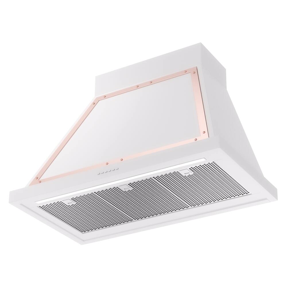 Alt View 2. ILVE - ILVE Nostalgie II Series 36 in. Noblesse Wall Mount Range Hood with 600 CFM (Copper Trim) - White.