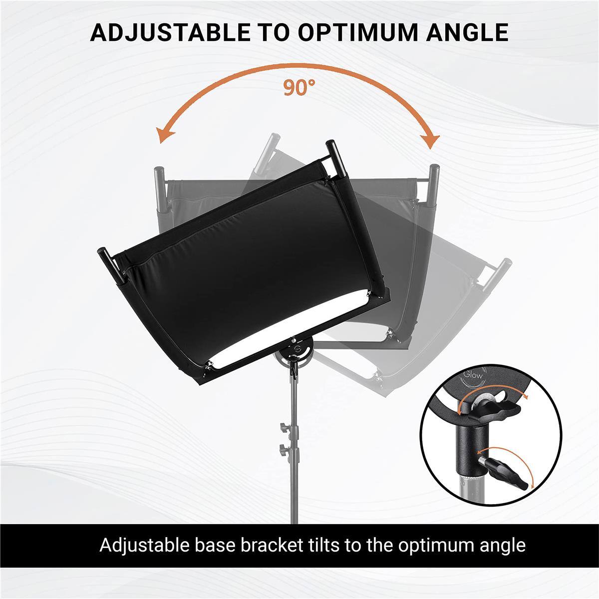 ADJUSTABLE TO OPTIMUM ANGLE

90°

Adjustable base bracket tilts to the optimum angle