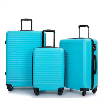 Front. BreeBe - 3 Piece Luggage Sets ABS Lightweight Suitcase with Two Hooks and Spinner Wheels, TSA Lock, 20/24/28 - Turquoise.