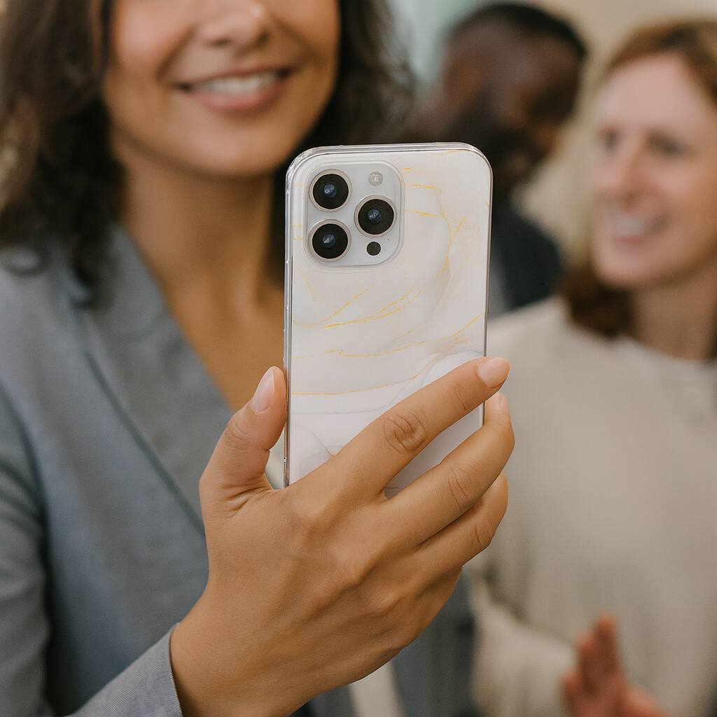 Alt View 3. SaharaCase - Inspire Seres Case Compatible with Magsafe for iPhone 15 Pro Max - White Marble - White.
