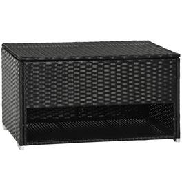 Outsunny - Outdoor Deck Box & Shoe Storage, PE Rattan Wicker Towel Rack with Liner for Indoor, Outdoor, Patio Furniture Cushions - Black