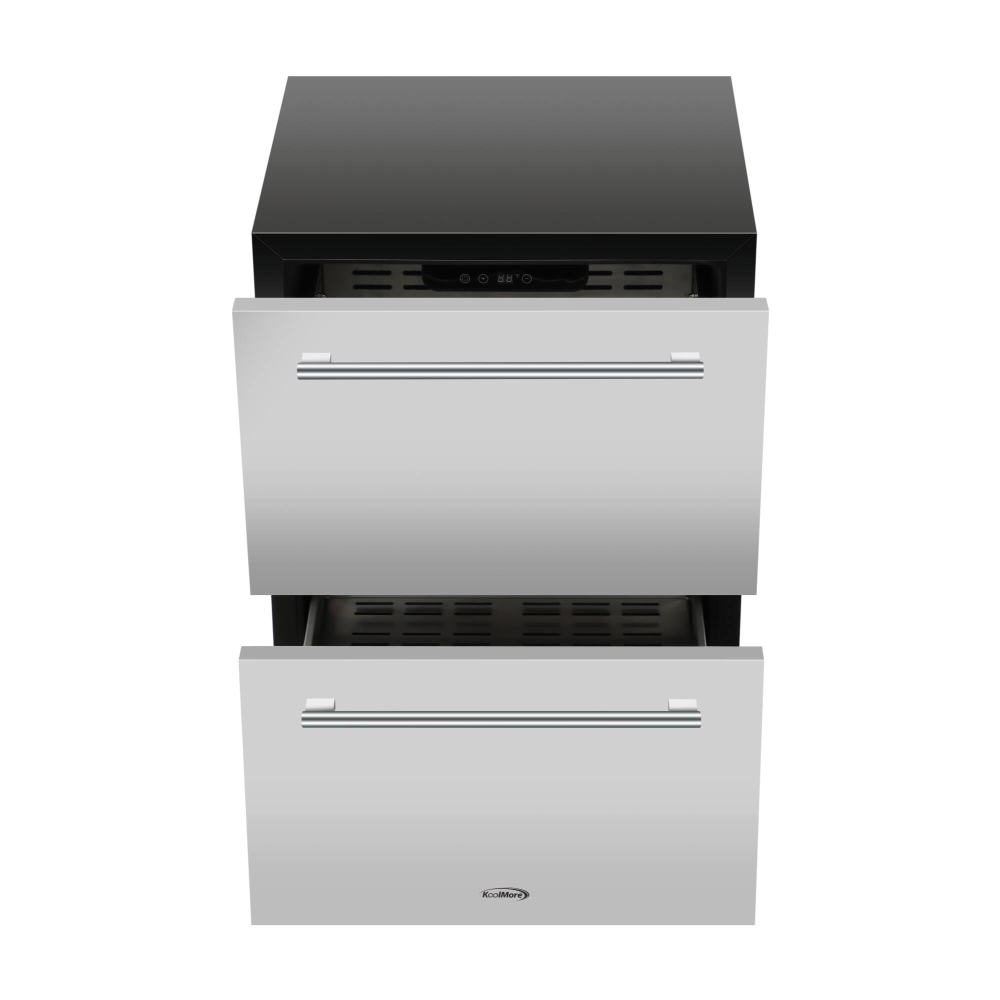 Alt View 6. Koolmore - 24 in.  Built-in Two-Drawer Refrigerator in Stainless-Steel (KM-OKS-RD2) - Black and Silver.