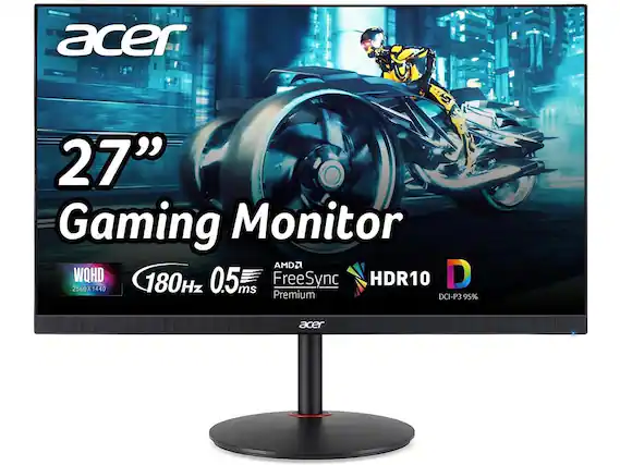 acer 27" Gaming Monitor AMD2 2560X1440 WQHD 180Hz 0.5ms FreeSync HDR10 DCI-P3 95%