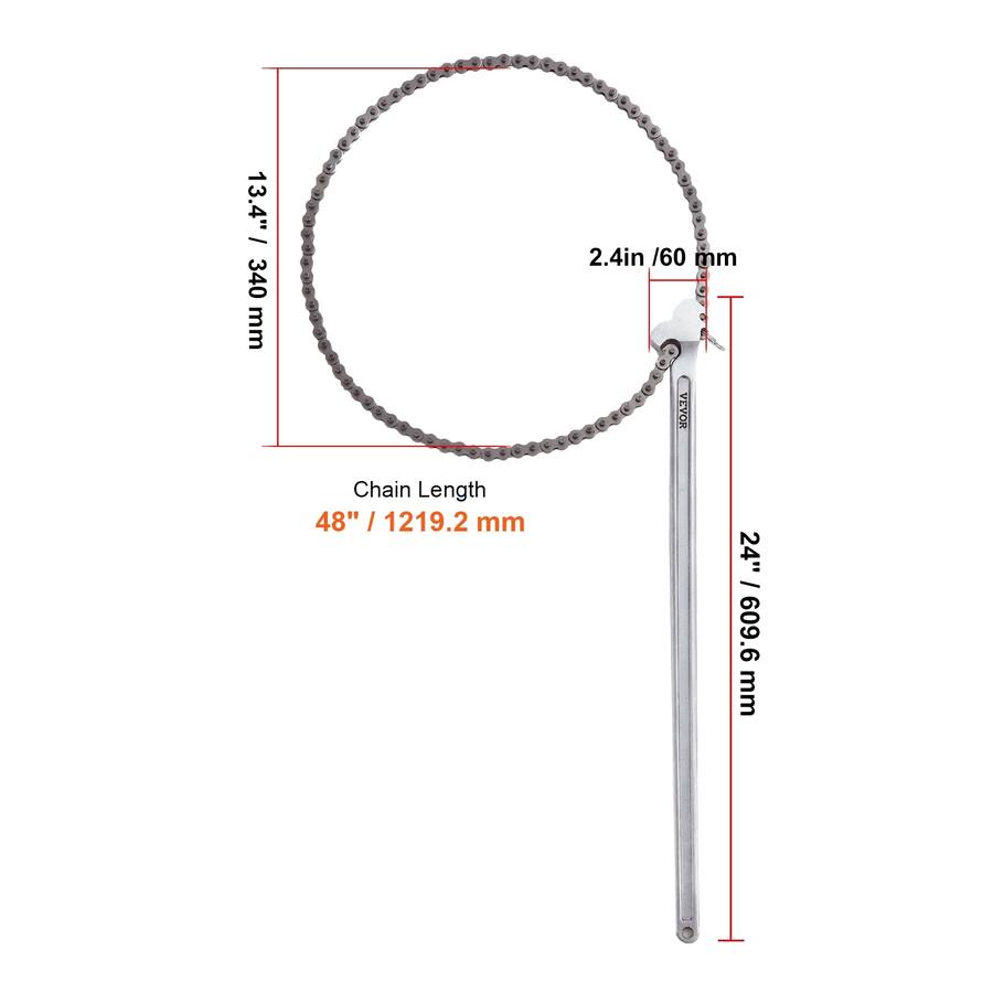VEVOR Chain Wrench, 48 inch Chain Pipe Wrench, 13.4 inch Diameter ...