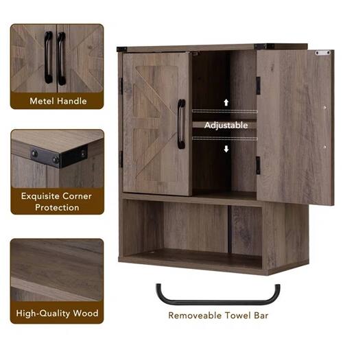 Metel Handle Adjustable Exquisite Corner Protection High-Quality Wood Removable Towel Bar
