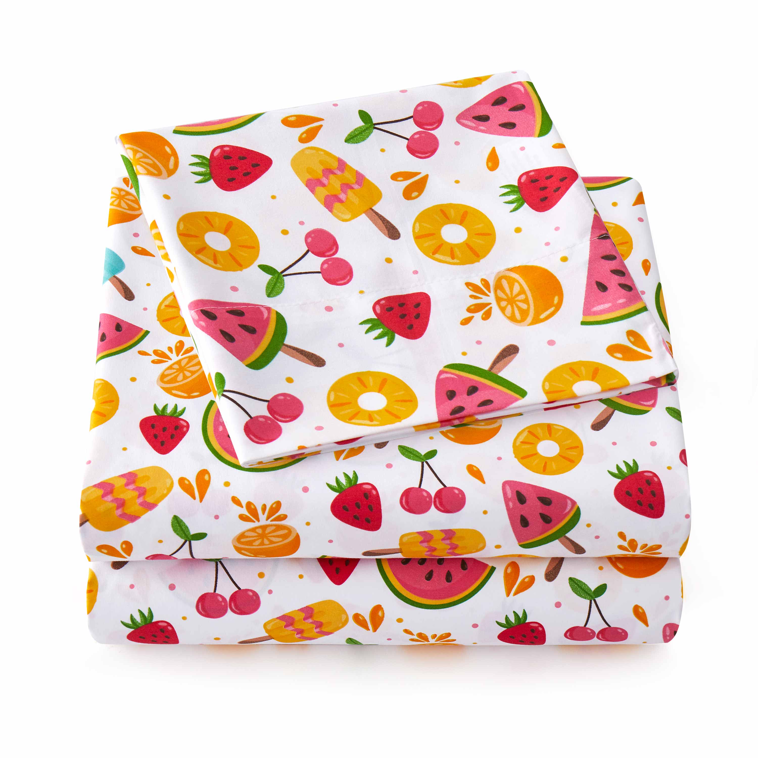 Alt View 1. Sweet Home Collection - Kids' Printed Classic & Bright Ultra Soft Microfiber Sheet Sets - Twin XL - Fruity Fun.