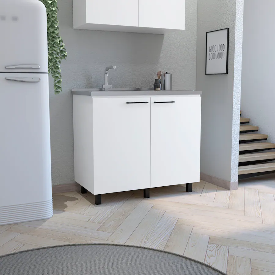 TuHome Napoles Utility Sink With Cabinet, Stainless Steel Countertop ...