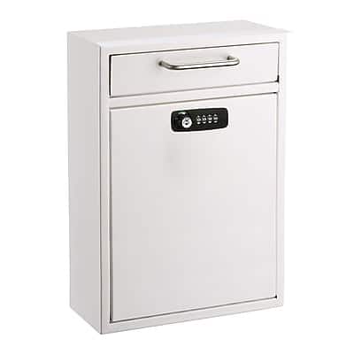 AdirOffice - Steel Large Wall Mounted Interoffice Mailbox Drop Box, Combination Lock, (631-04-WHI-KC) - White