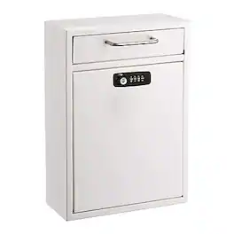 AdirOffice - Steel Large Wall Mounted Interoffice Mailbox Drop Box, Combination Lock, (631-04-WHI-KC) - White