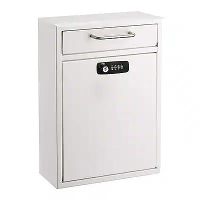 Front. AdirOffice - AdirOffice Steel Large Wall Mounted Interoffice Mailbox Drop Box, Combination Lock, White (631-04-WHI-KC) - White.