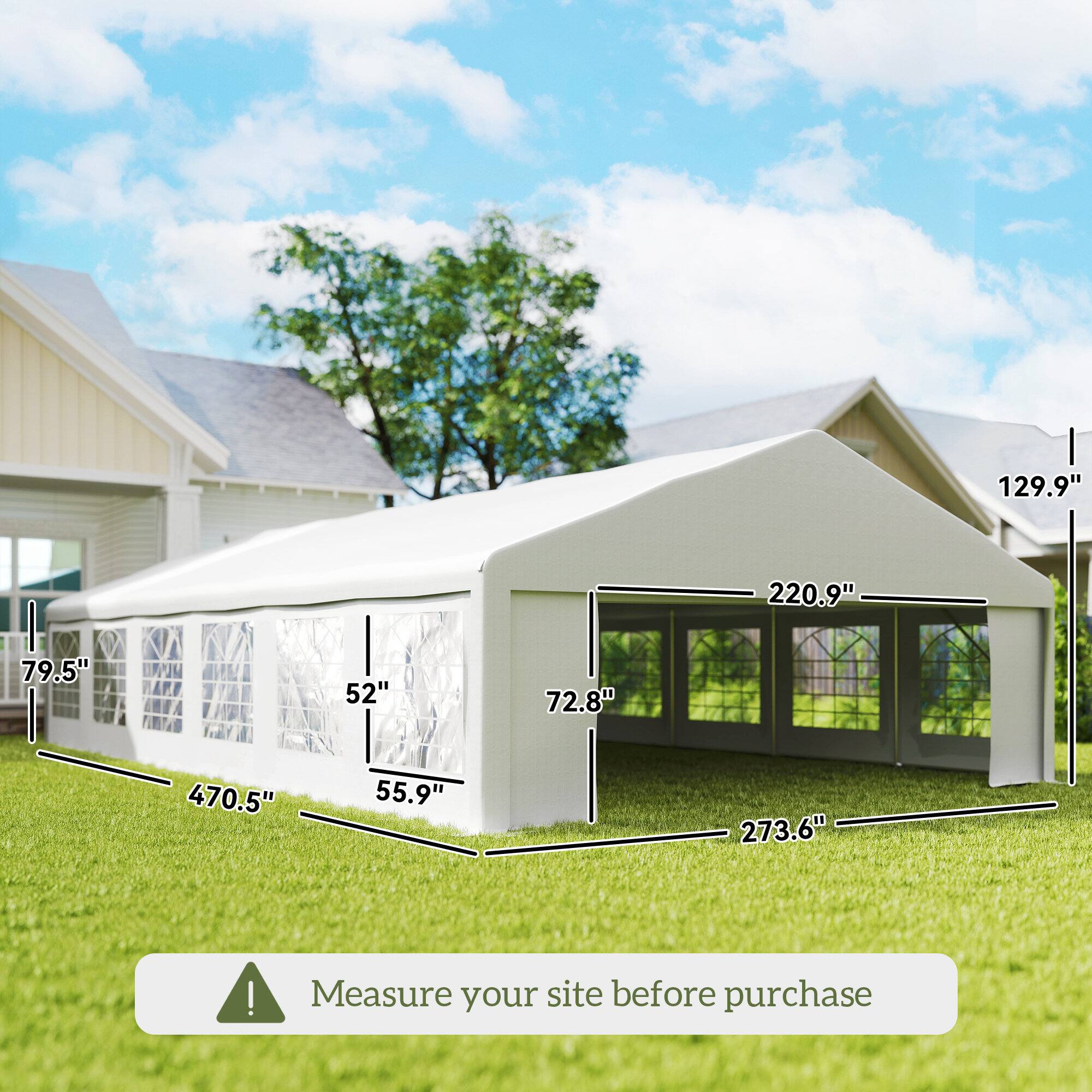 129.9" 220.9" 79.5" 52" 72.8" 470.5" 55.9" 273.6"  
Measure your site before purchase