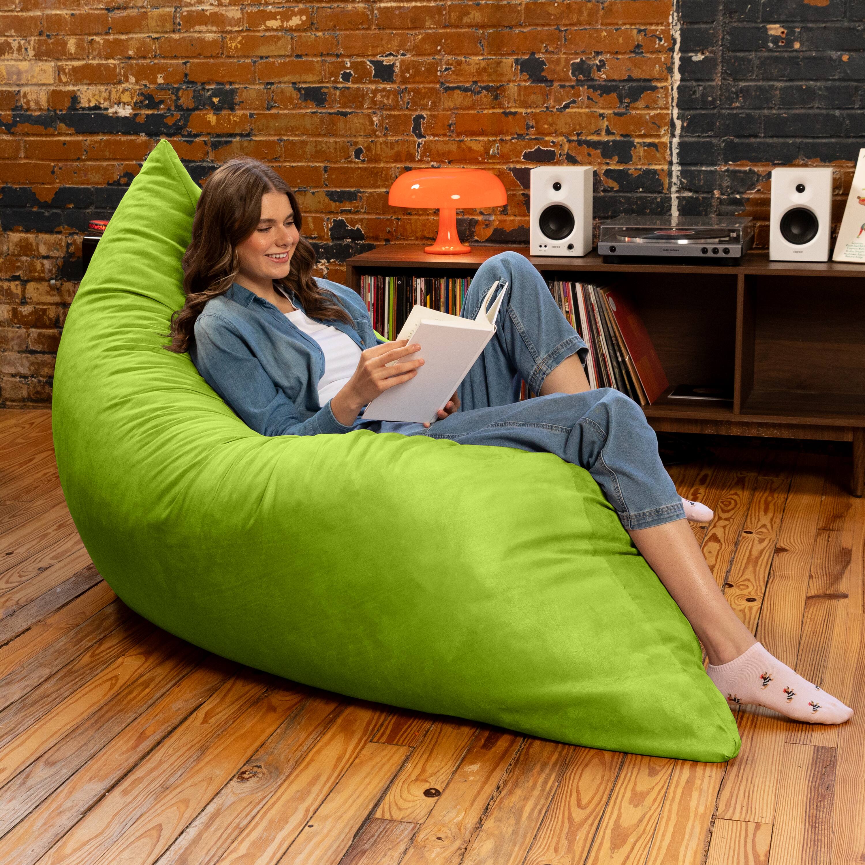 Alt View 4. Jaxx - Jaxx Pillow Saxx 5.5-Foot - Huge Bean Bag Floor Pillow and Lounger, Lime - Lime.