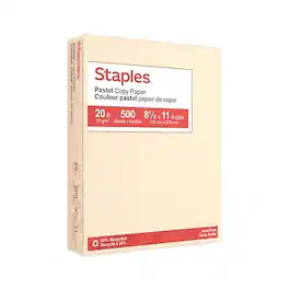 Staples - Pastel 30% Recycled Color Copy Paper, 20 lbs., 8.5" x 11", Cream, 500/Ream - White