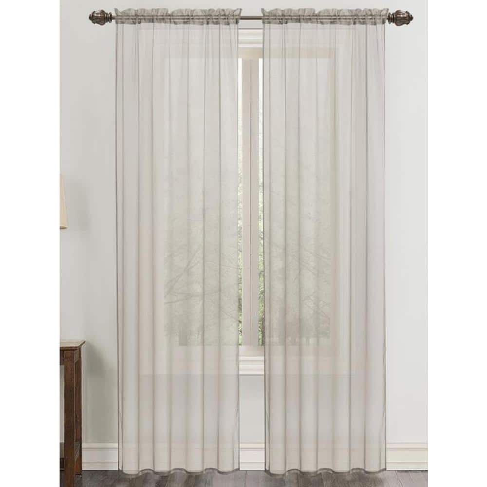 RT Designers Collection - Celine Sheer Curtain Panel - 55 x 90 Inches - Silver