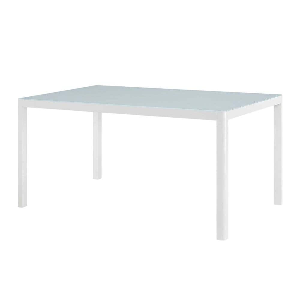 Outdoor Escape - Sturdy Aluminum Outdoor Dining Table With Weatherproof Finish For Patios - White