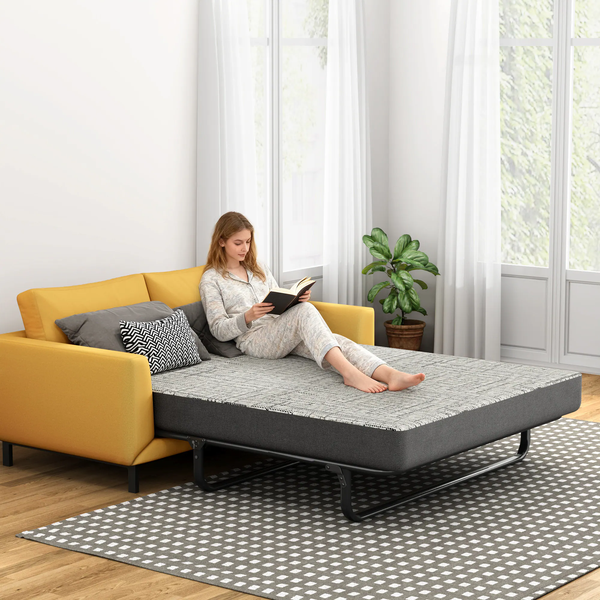 Alt View 1. Glintex - 4-Inch Full Memory Foam Sofa Mattress, Fiberglass-Free, CertiPUR-US Certified, Washable Cover, There is no sofa. - Grey.