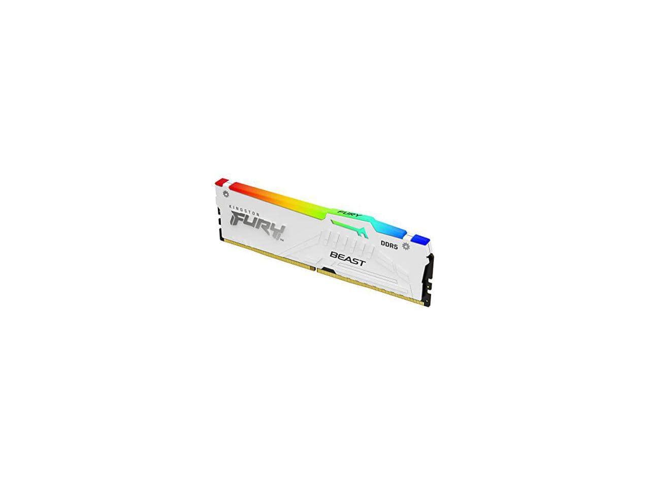 Kingston - FURY Beast RGB 64GB DDR5 5200 (PC5 41600) Notebook RAM (2 x 32GB) KF552C40BWAK2-64 - White