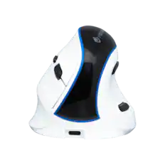 Front. J-Tech Digital - J-Tech Digital Vertical Ergonomic Wireless Mouse with Rechargeable Battery, 2.4G and Bluetooth (Black and White) - Black & White.