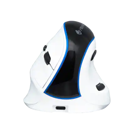 Front. J-Tech Digital - J-Tech Digital Vertical Ergonomic Wireless Mouse with Rechargeable Battery, 2.4G and Bluetooth (Black and White) - Black & White.