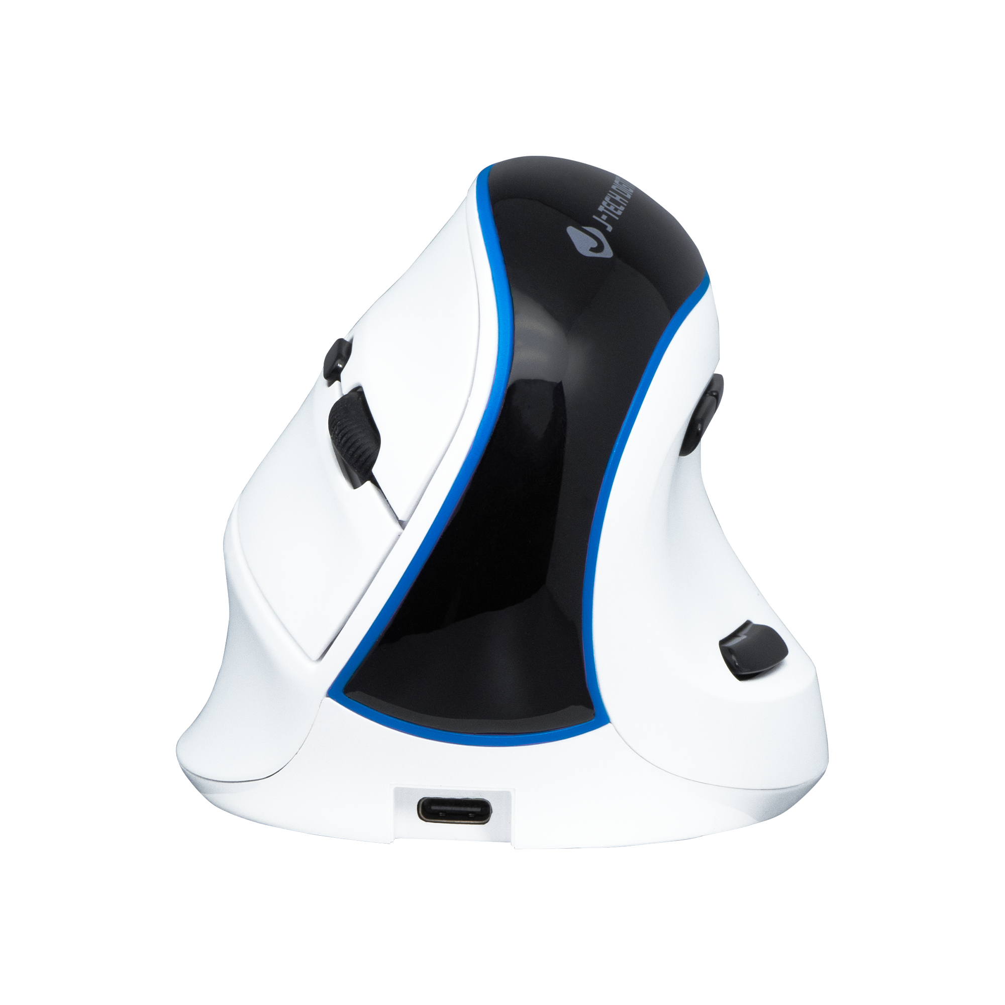 J-Tech Digital - Vertical Ergonomic Wireless Mouse with Rechargeable Battery, 2.4G and Bluetooth (Black and White) - Wireless - Black & White