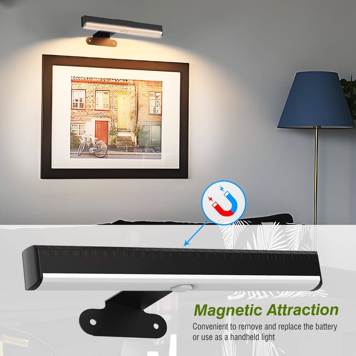Magnetic Attraction  
Convenient to remove and replace the battery or use as a handheld light